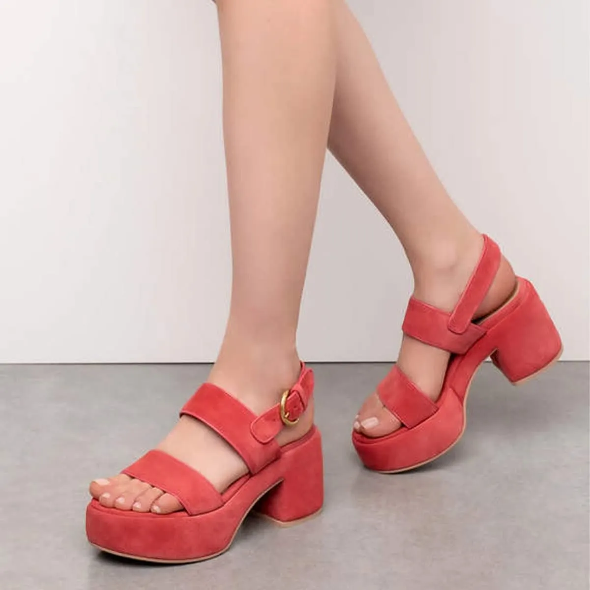 YDN Women Open Toe Double Strap Sandals Platform Block Mid Heels Adjustable Buckle Outfit Casual Shoes Size 4-15 US