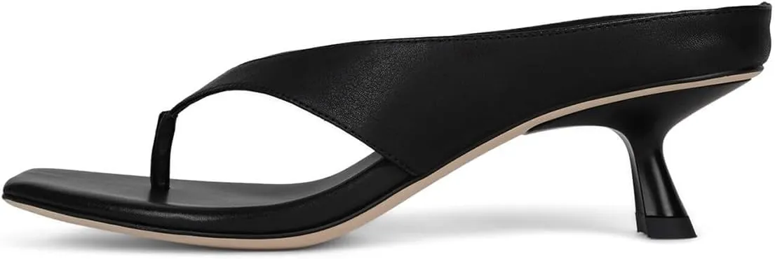 YDN Women's Casual Open Square Toe Flip Flops Low Kitten Heels Slip On Wide Thong Shoes for Party Daily Wear Size 4-16 US