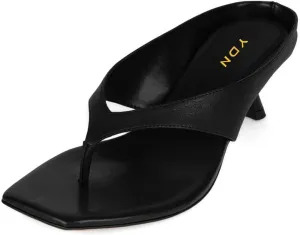 YDN Women's Casual Open Square Toe Flip Flops Low Kitten Heels Slip On Wide Thong Shoes for Party Daily Wear Size 4-16 US
