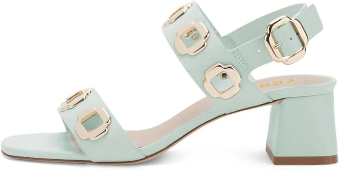YDN Women's Fashion Open Toe Sandals Chunky Block Dressy Low Heels Backstrap with Buckle Fancy Summer Daily Shoes Size 4-16 US