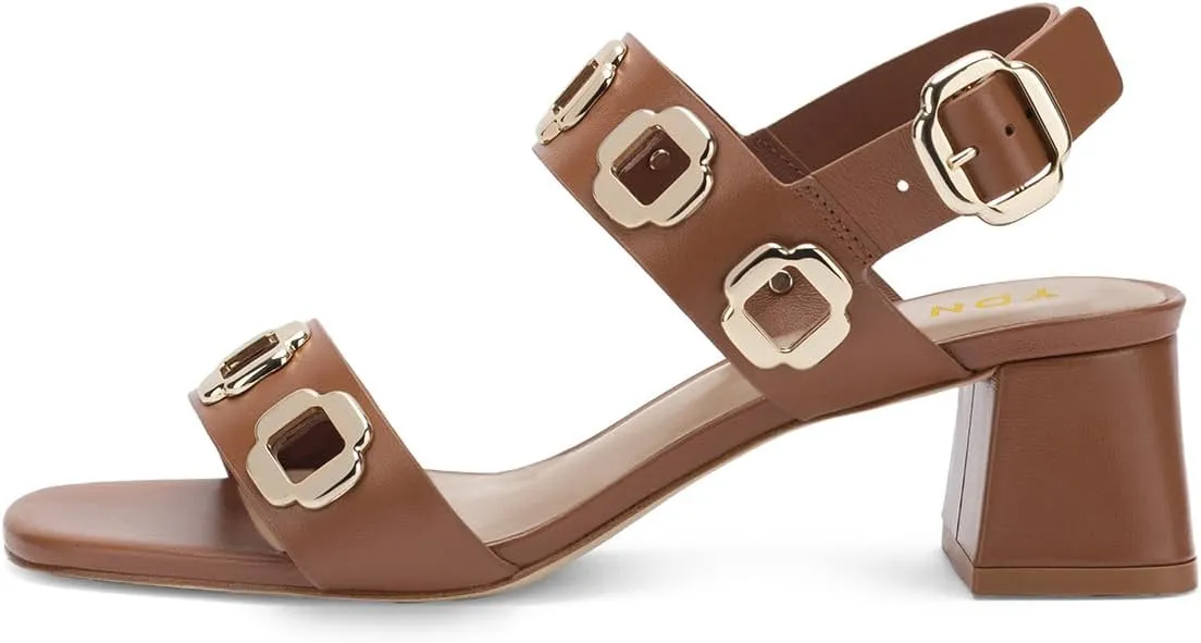YDN Women's Fashion Open Toe Sandals Chunky Block Dressy Low Heels Backstrap with Buckle Fancy Summer Daily Shoes Size 4-16 US