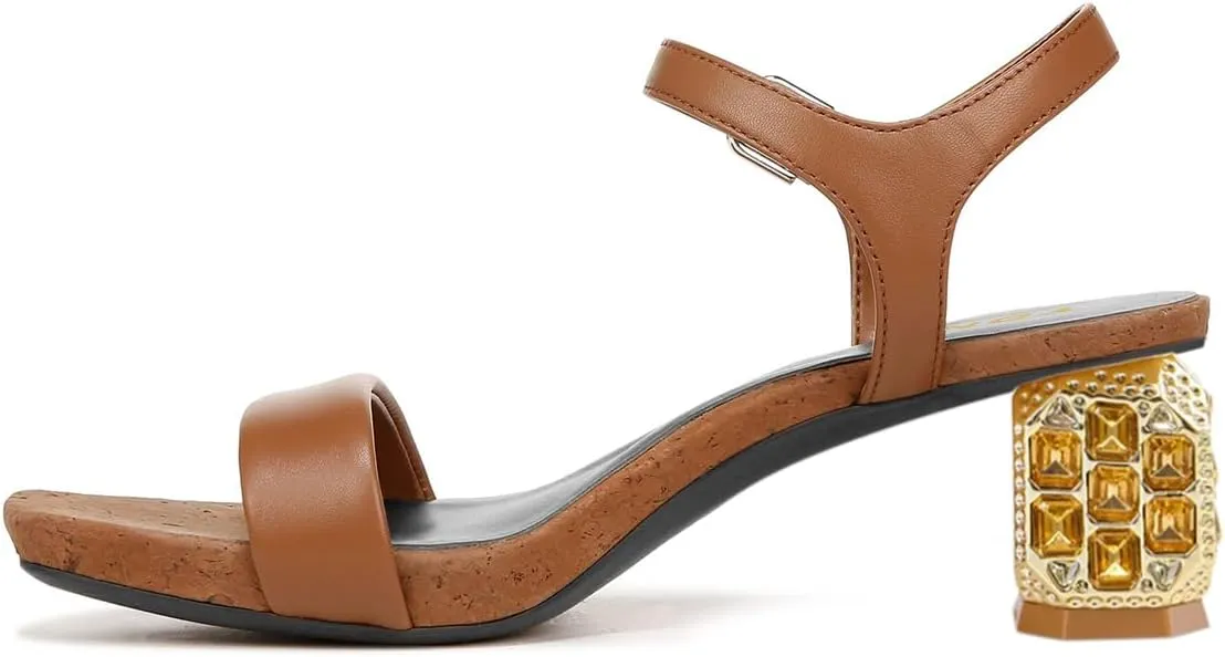 YDN Women's Square Toe Platform Low Heeled Sandals Ankle Buckle Strap Special Studded Low Heels Backless Dressy Casual Party Prom Shoes Size 4-16 US