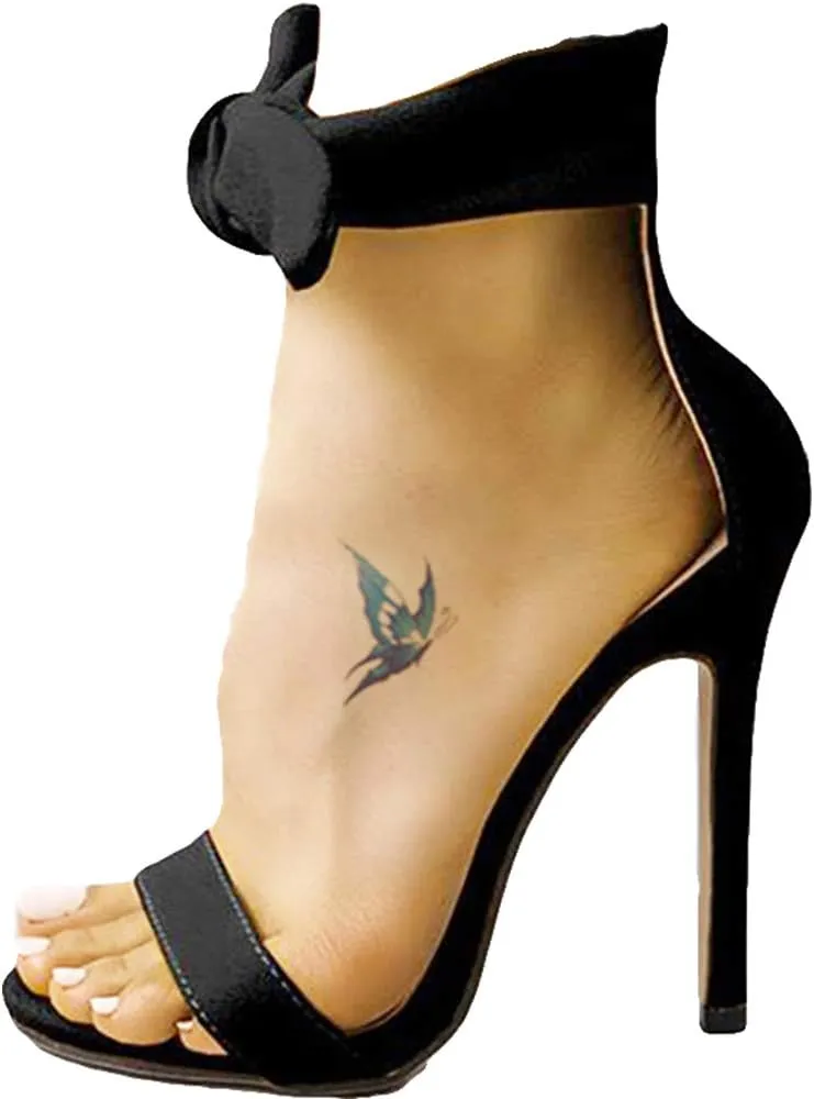 YSMIIH Womens High Heels Stiletto Ankle Strap Sandals Bow Satin Bridal Shoes Wedding Dress Pumps