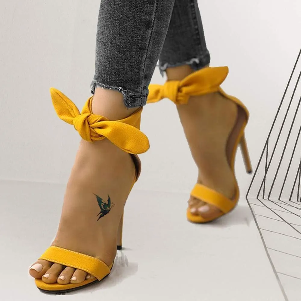 YSMIIH Womens High Heels Stiletto Ankle Strap Sandals Bow Satin Bridal Shoes Wedding Dress Pumps