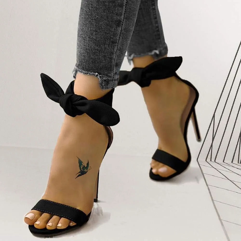YSMIIH Womens High Heels Stiletto Ankle Strap Sandals Bow Satin Bridal Shoes Wedding Dress Pumps