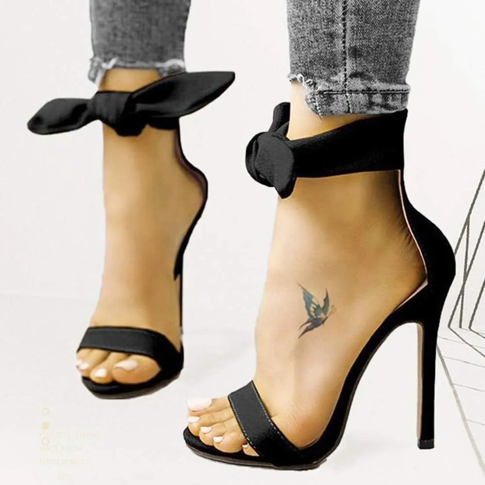 YSMIIH Womens High Heels Stiletto Ankle Strap Sandals Bow Satin Bridal Shoes Wedding Dress Pumps
