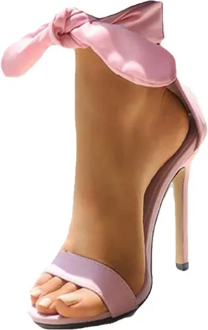 YSMIIH Womens High Heels Stiletto Ankle Strap Sandals Bow Satin Bridal Shoes Wedding Dress Pumps